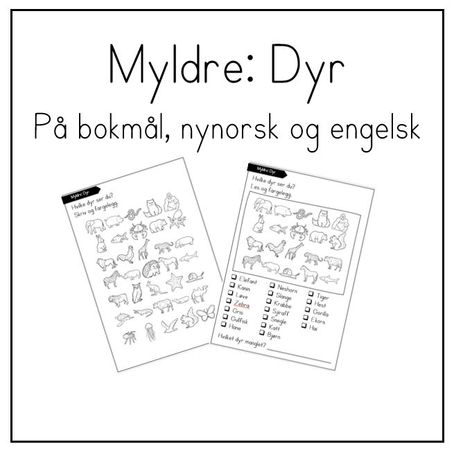 Myldre: dyr – Enkle myldrebilder for skriving og lesing på barnetrinnet