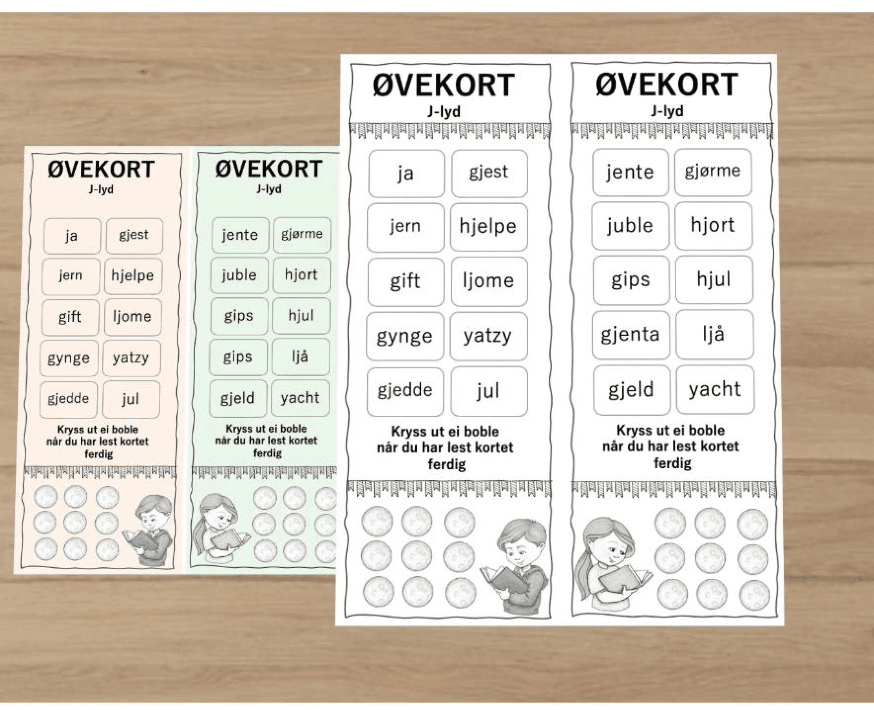 Øvekort- rettskriving NN/BM + dysleksivennlig font