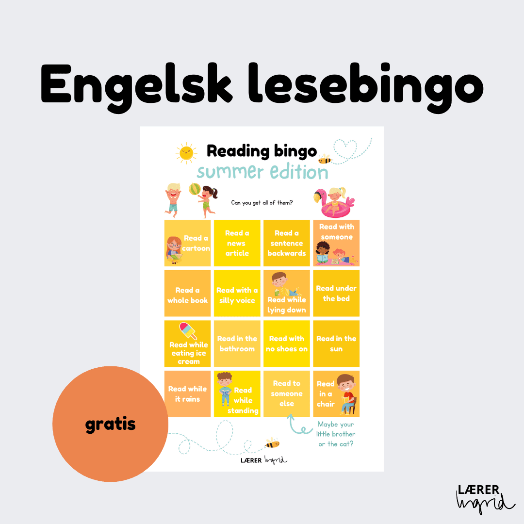 Engelsk lesebingo med sommertema