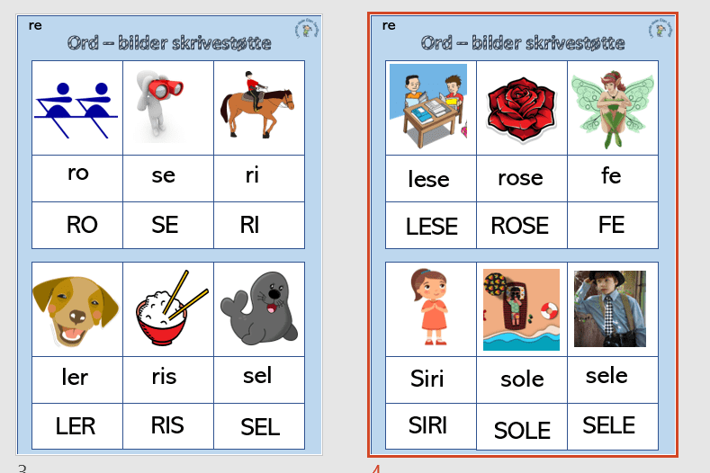 Ord-bilde skrivestøtte