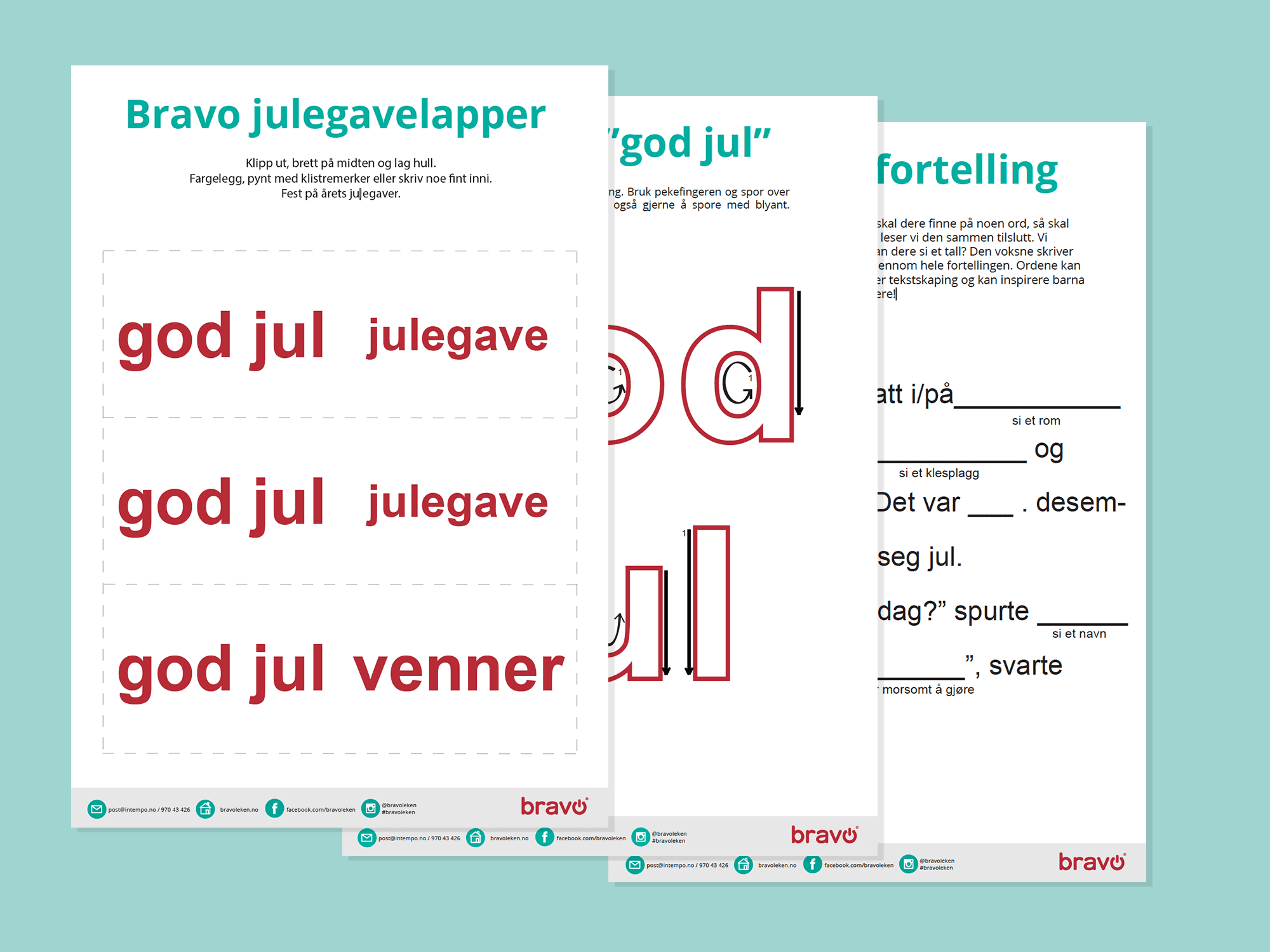 Juleaktiviteter – sporing, gavelapper, fyll ut-fortelling