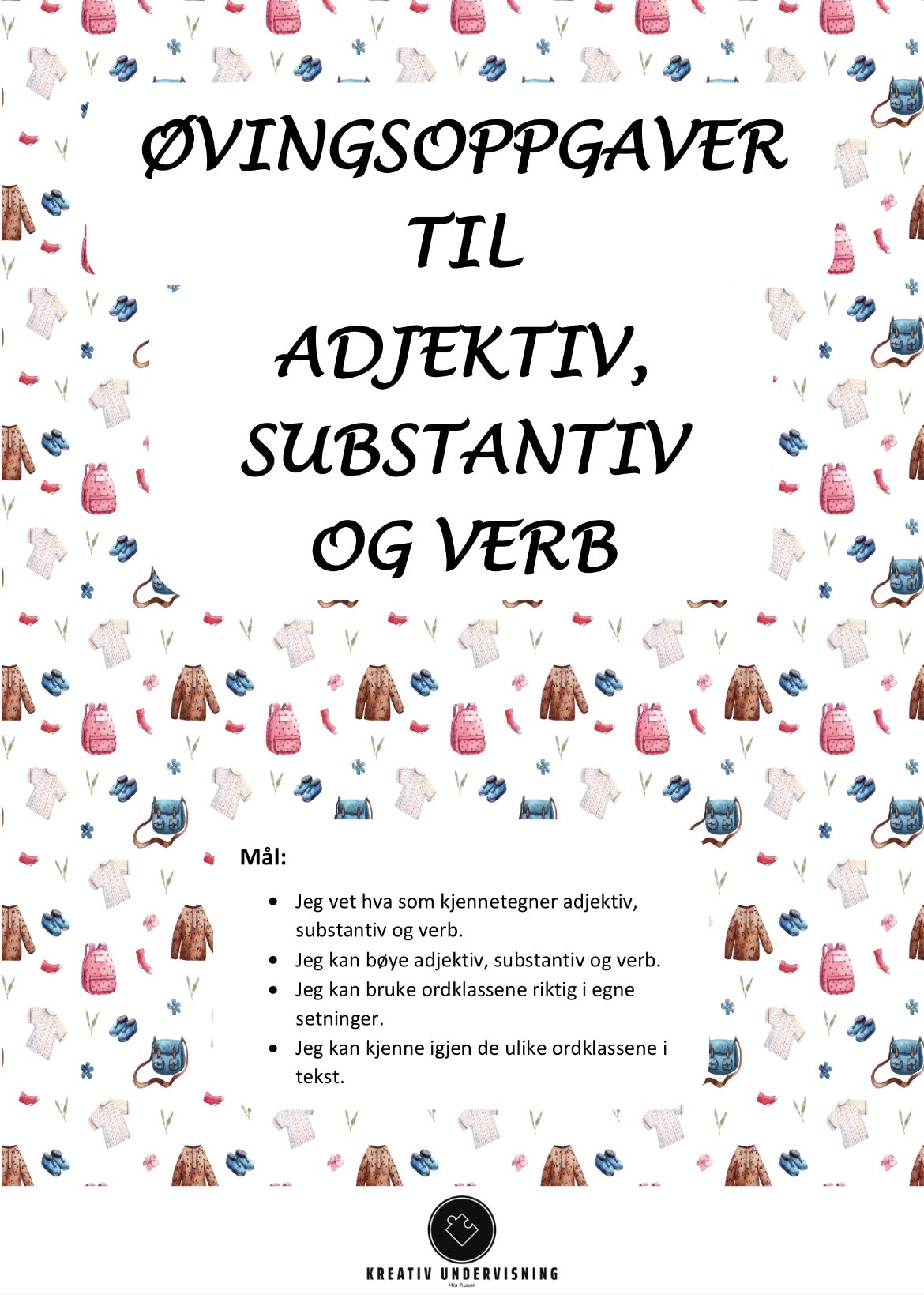 Arbeidshefte – adjektiv, substantiv og verb BM