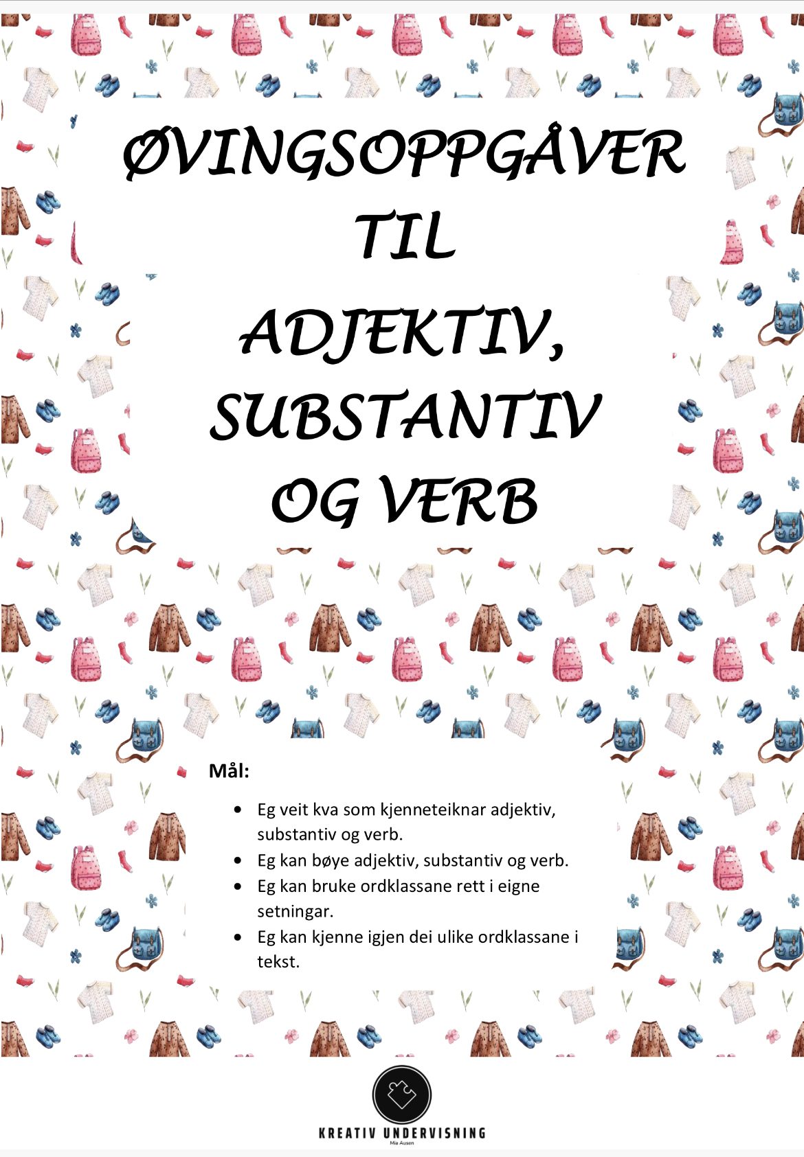 Arbeidshefte – adjektiv, substantiv og verb NN