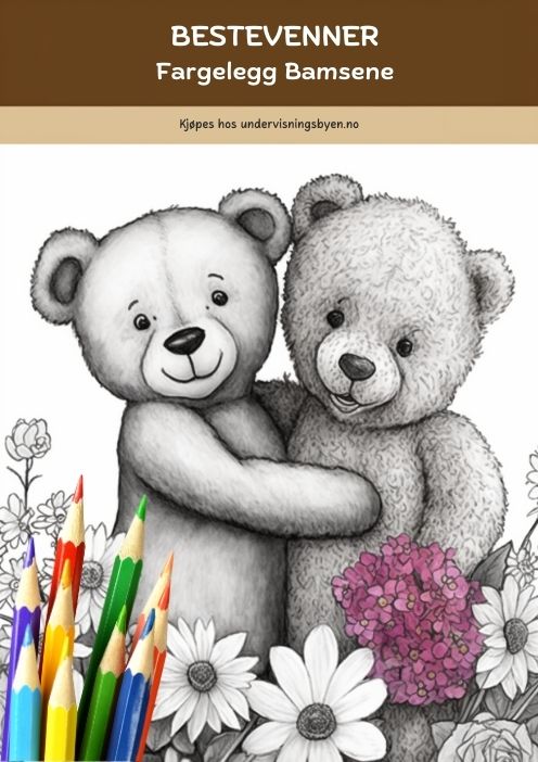 Fargelegg “bestevenner” – 20 sider bamsemotiver
