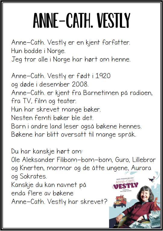 Lettleste leselekser Anne-Cath. Vestly