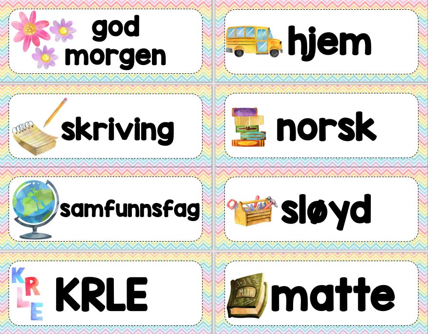 Dagsplan (regnbue) på norsk