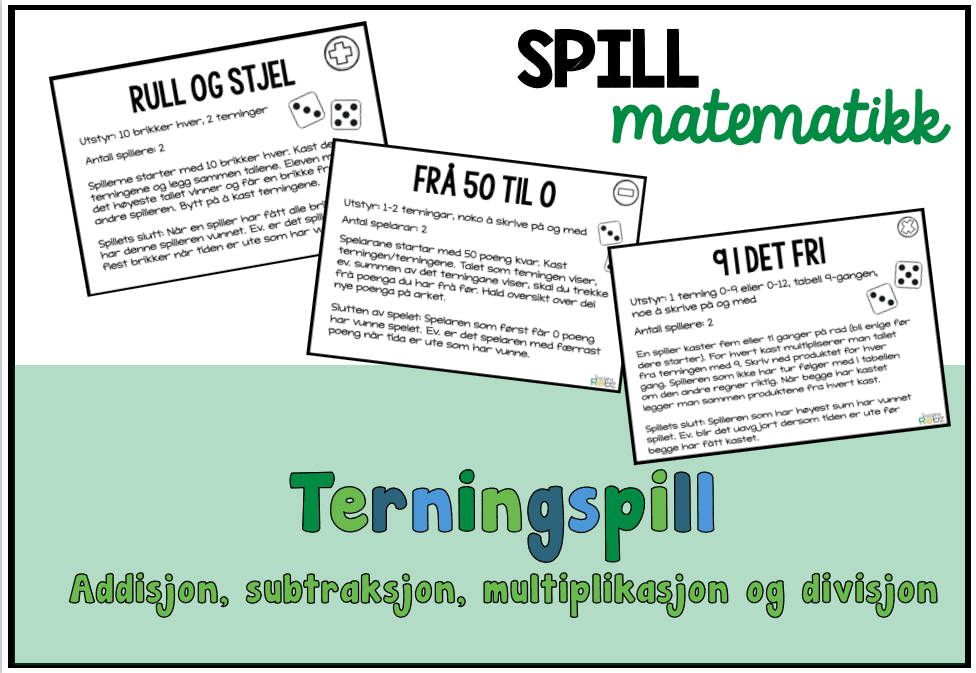 Terningspill matematikk – de fire regneartene – BM og NN