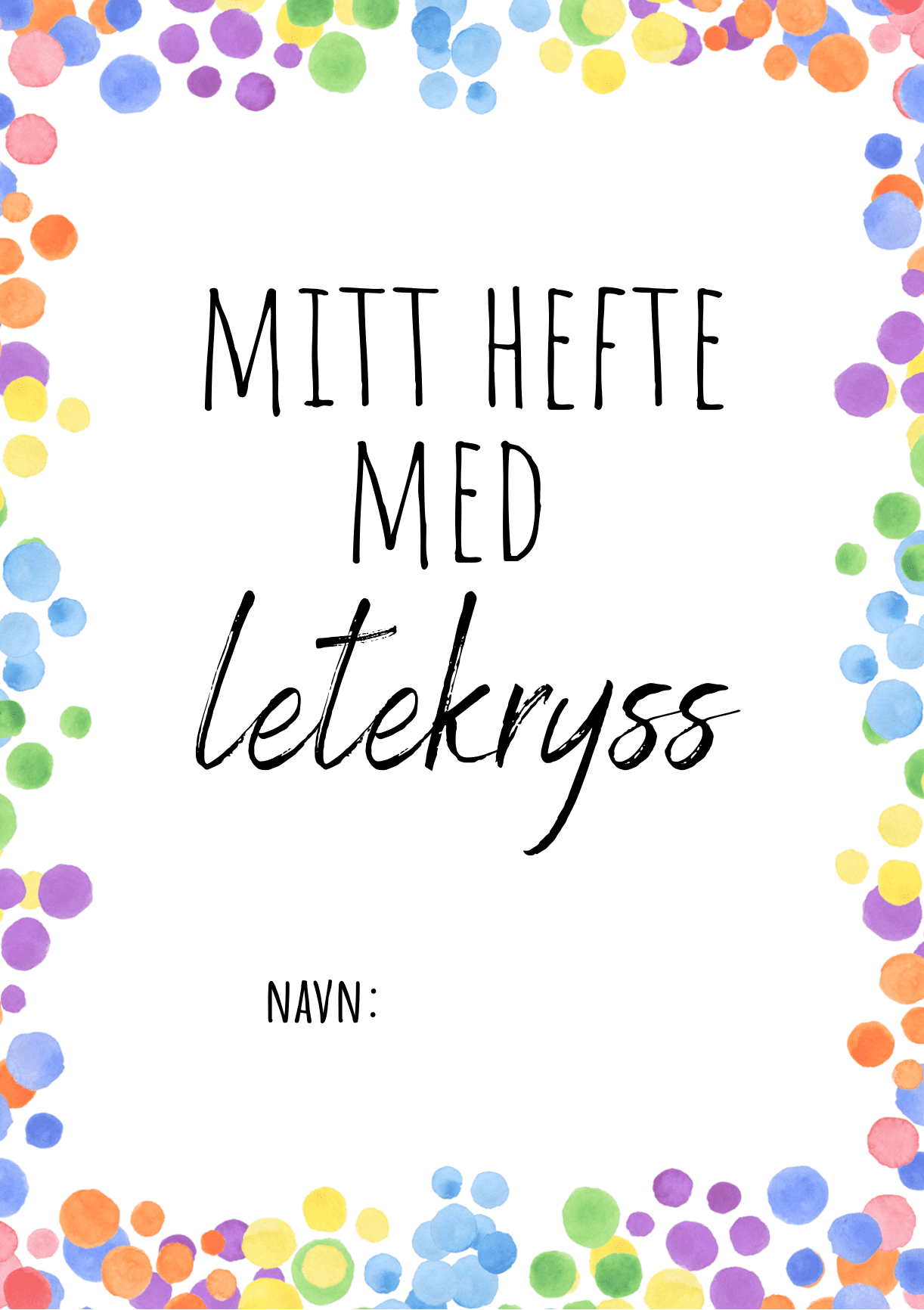 Hefte med letekryss / 10 oppgaver med fasit / ordsøk