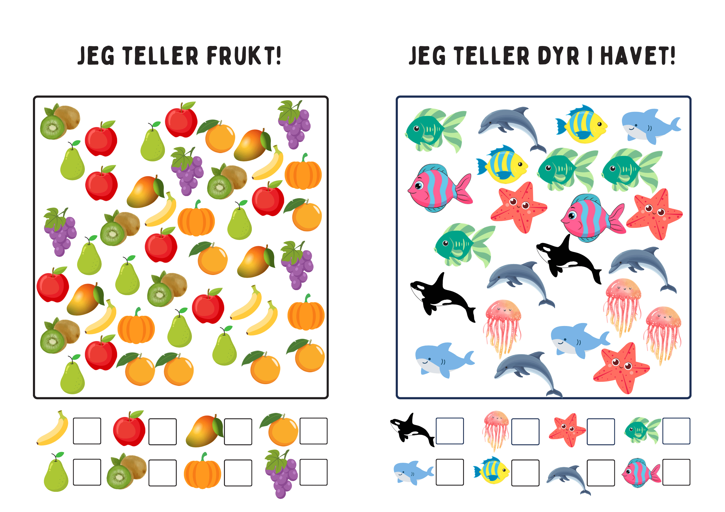 5 telleark / matematikk / arbeidsark