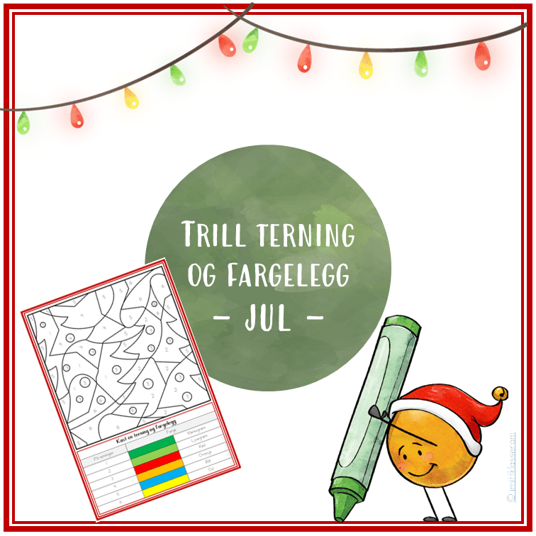 Trill terning og fargelegg – Matte – JUL