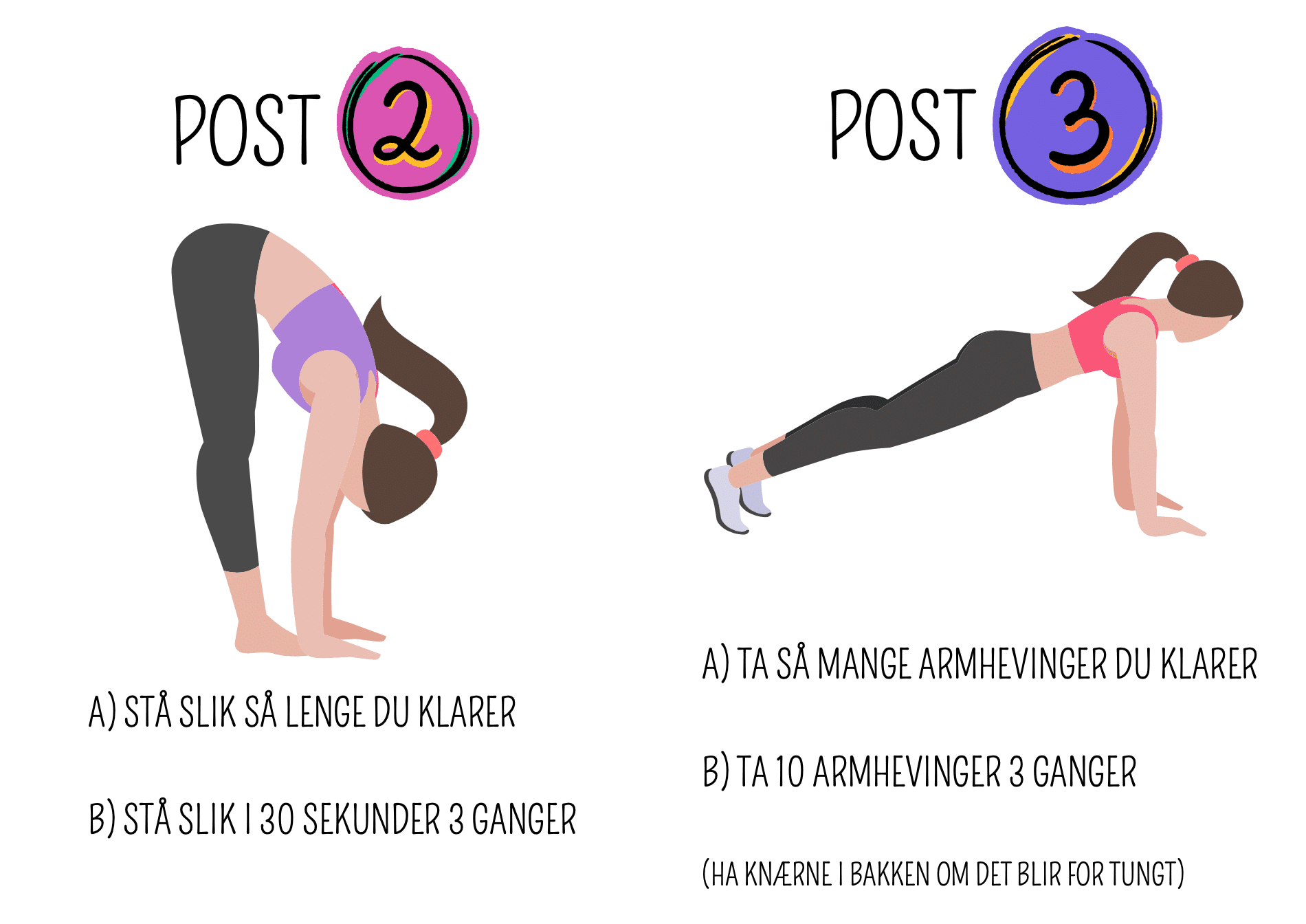 poster / kroppsøving / gym / uteskole / trening / 9 poster / med og uten tekst!