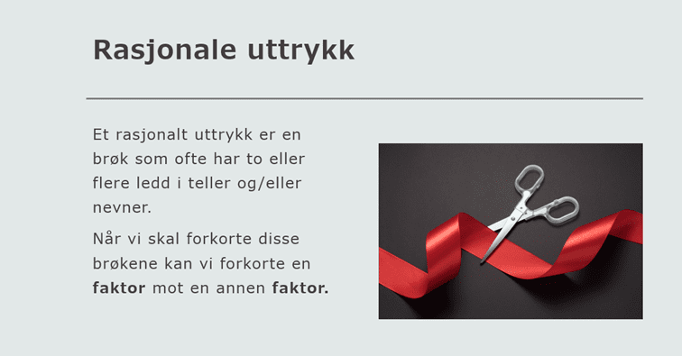 Presentasjon faktorisering av algebraiske uttrykk