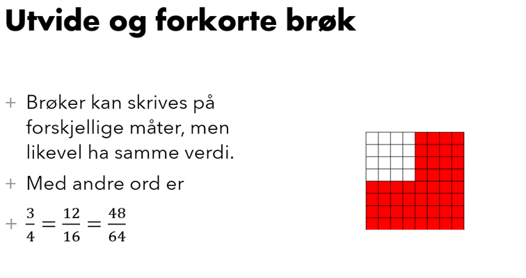 Presentasjon brøkregning (utvide og forkorte)