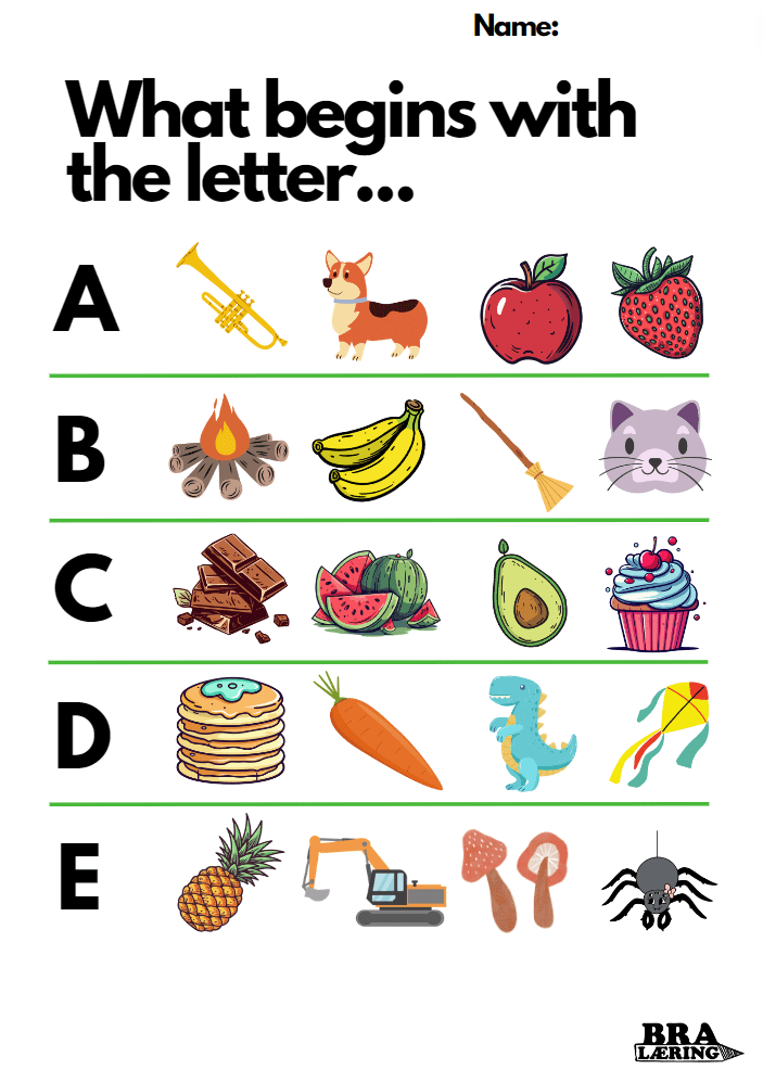 What begins with the letter… A-Z