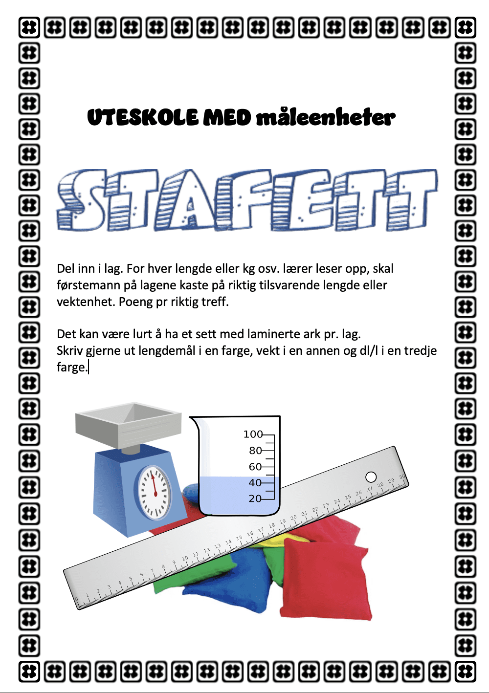 Uteskole Måleenheter stafett