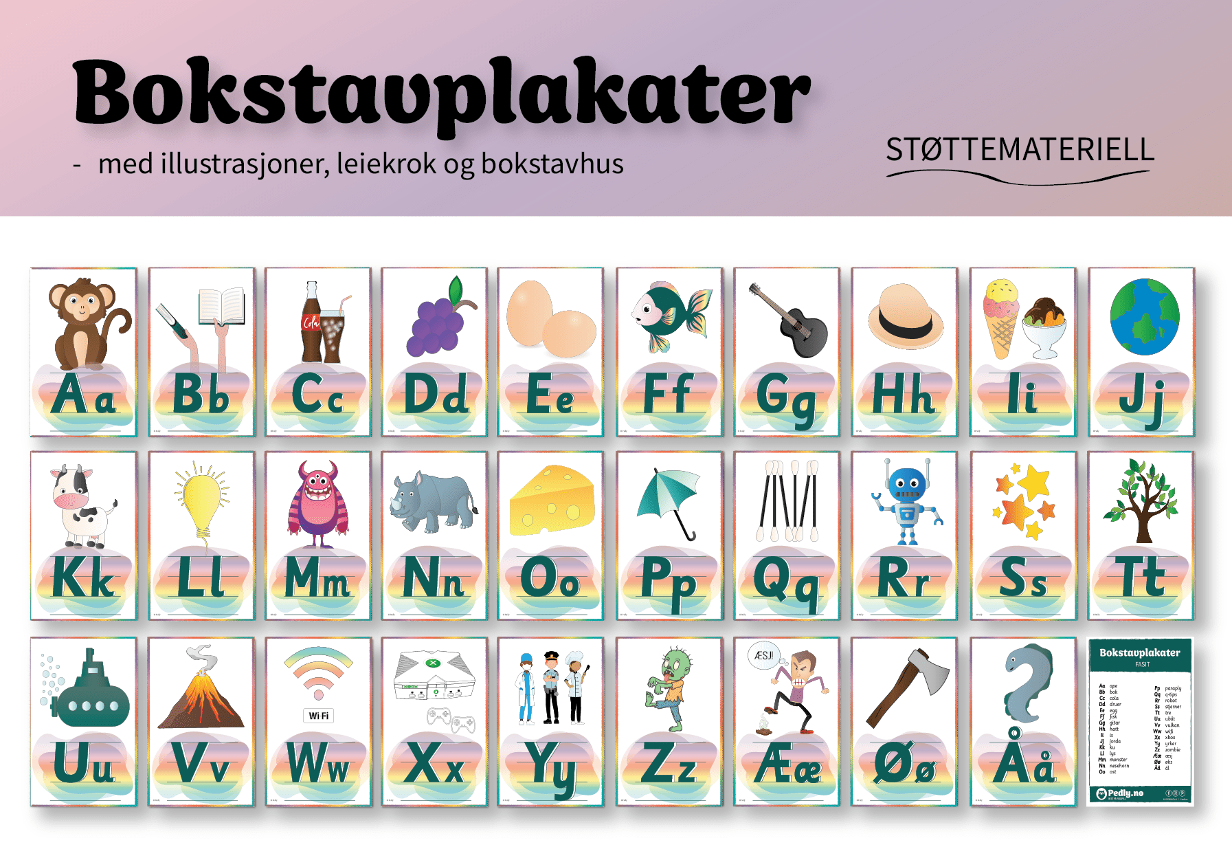 Bokstavplakater (med leiekrok)