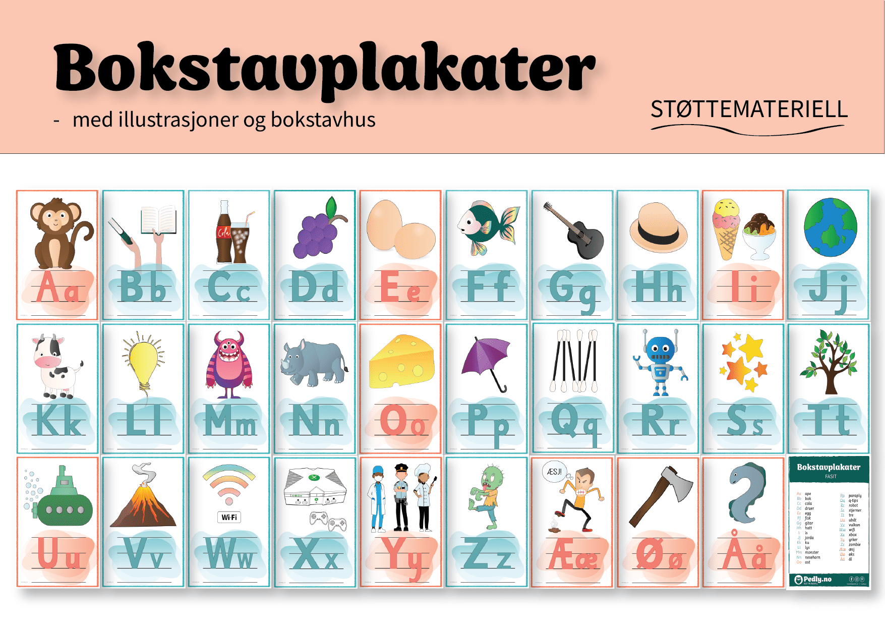 Bokstavplakater: vokaler og konsonanter (uten leiekrok)