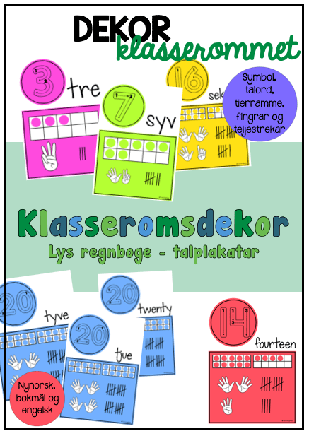 Tallplakater – klasseromsdekor – regnbue