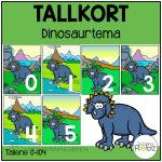 Tallkort – Dinosaurtema (3 sett) – 0-100