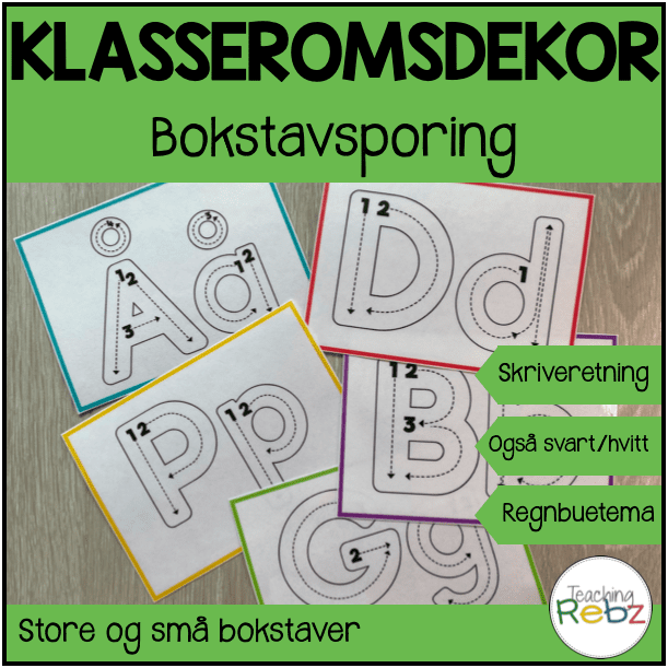 Bokstavsporing / alfabetsporing – klasseromsdekor – regnbue