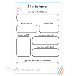 skolestart / ark “om meg” og “til min lærer” / 3 ark