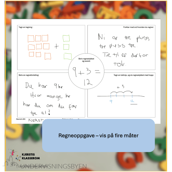 Regneoppgave - vis på fire måter