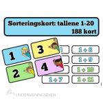 Sorteringskort: tallene 1-20 (addisjon)