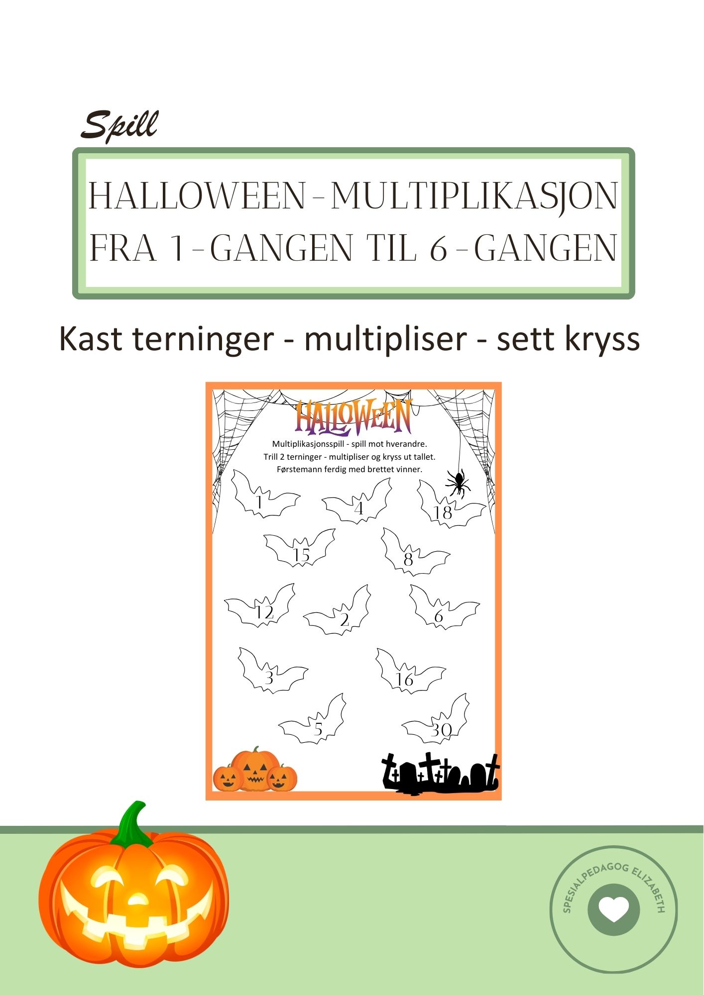 Halloween-multiplikasjon. 1-gangen til 6-gangen