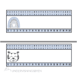 Navneskilt til pult med alfabet og tall