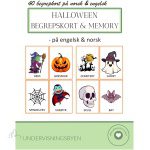 Halloween begrepskort & memory – på norsk og engelsk