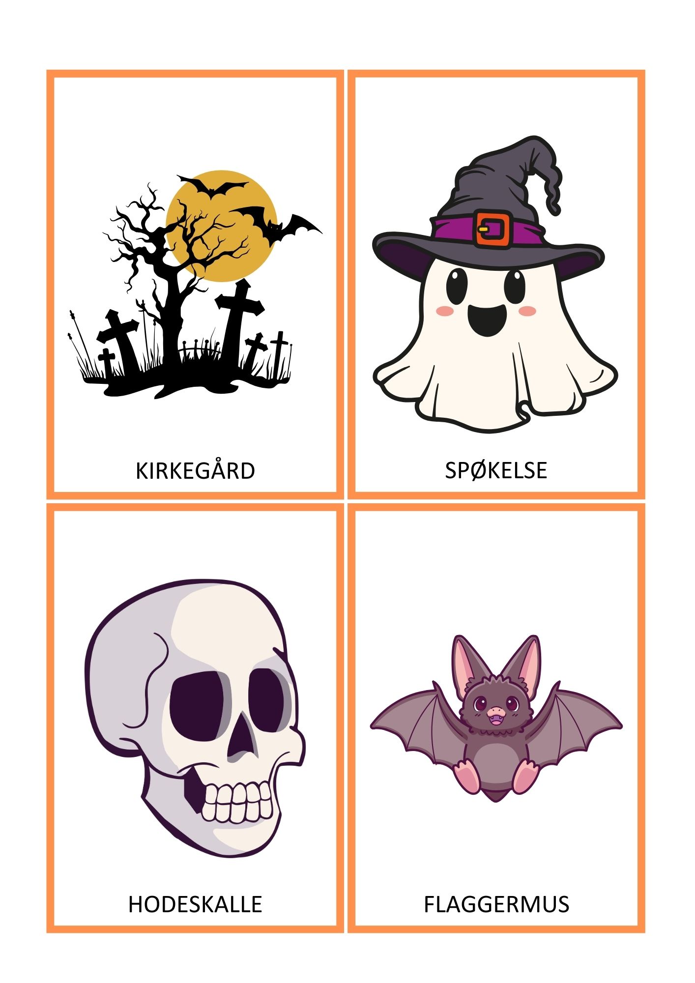 Halloween begrepskort & memory - på norsk og engelsk - Bilde 3