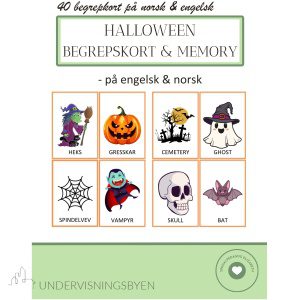 Halloween begrepskort & memory - på norsk og engelsk
