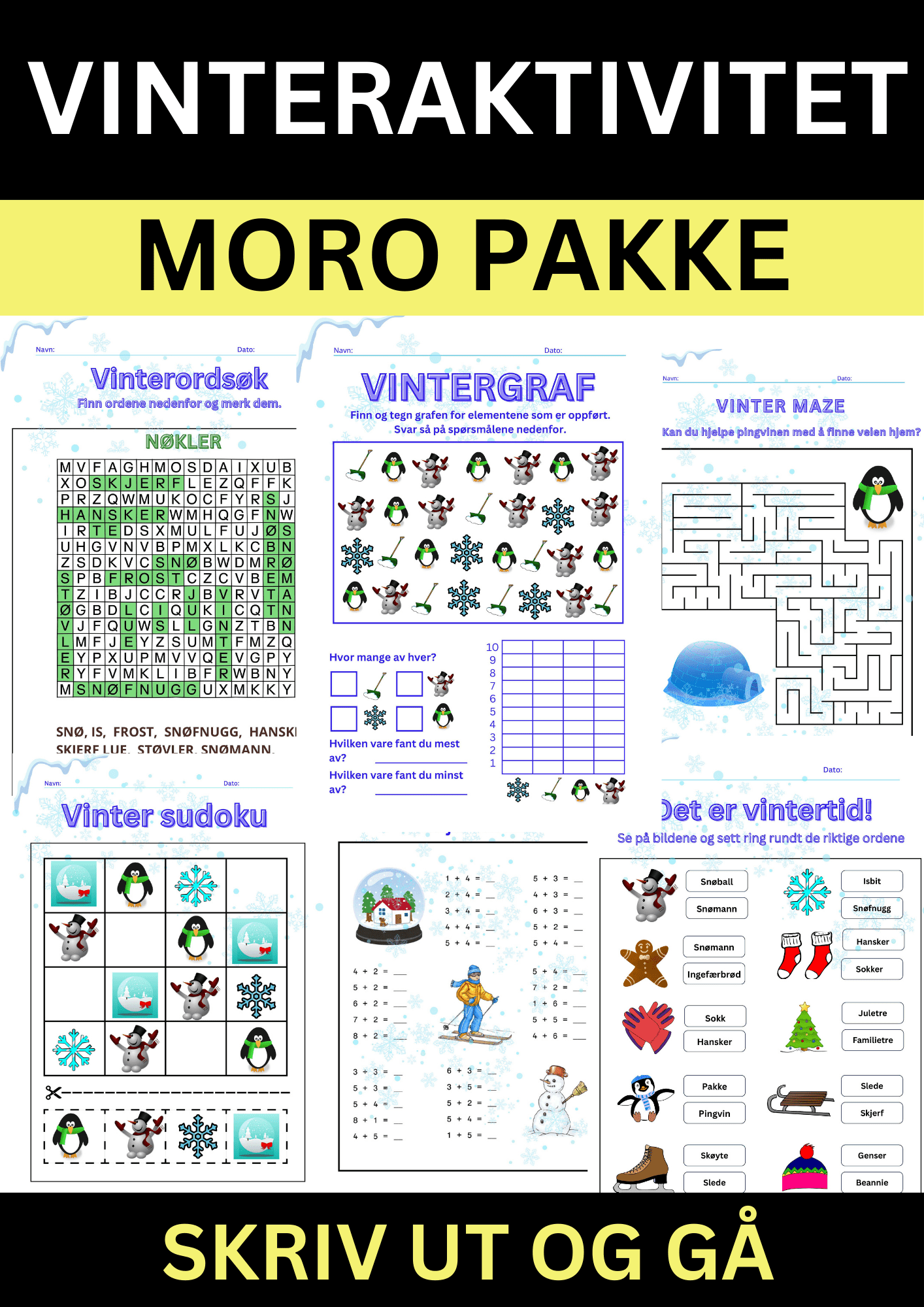 Vinter Aktivitetspakke – arbeidsark