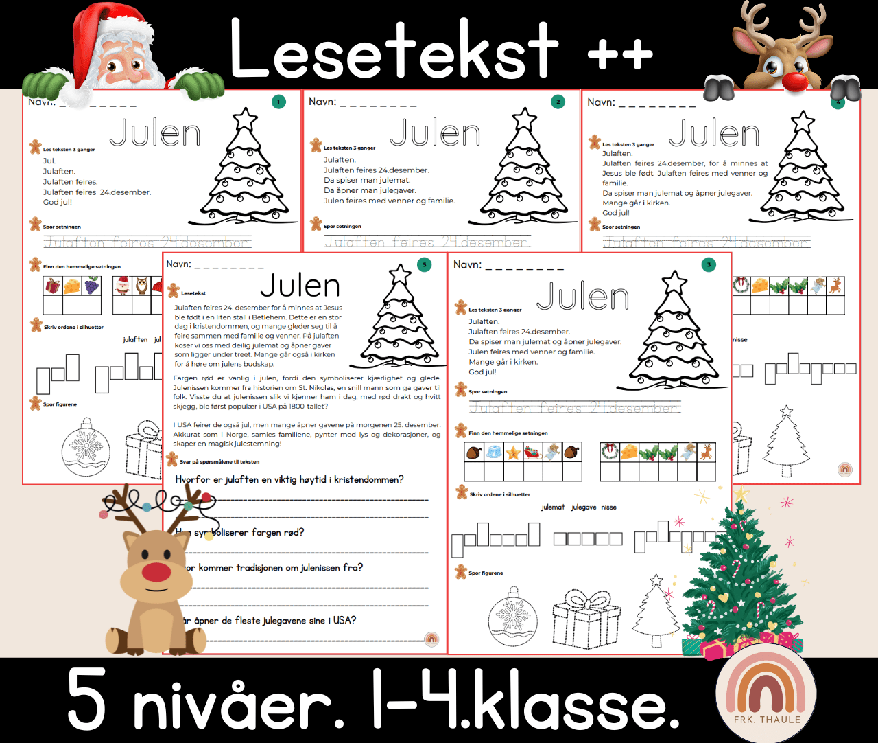 Lesejul! Differensierte juletekster og oppgaver