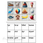 Matche ord og bilder – BM – 72 ordkort med tilhørende bilder