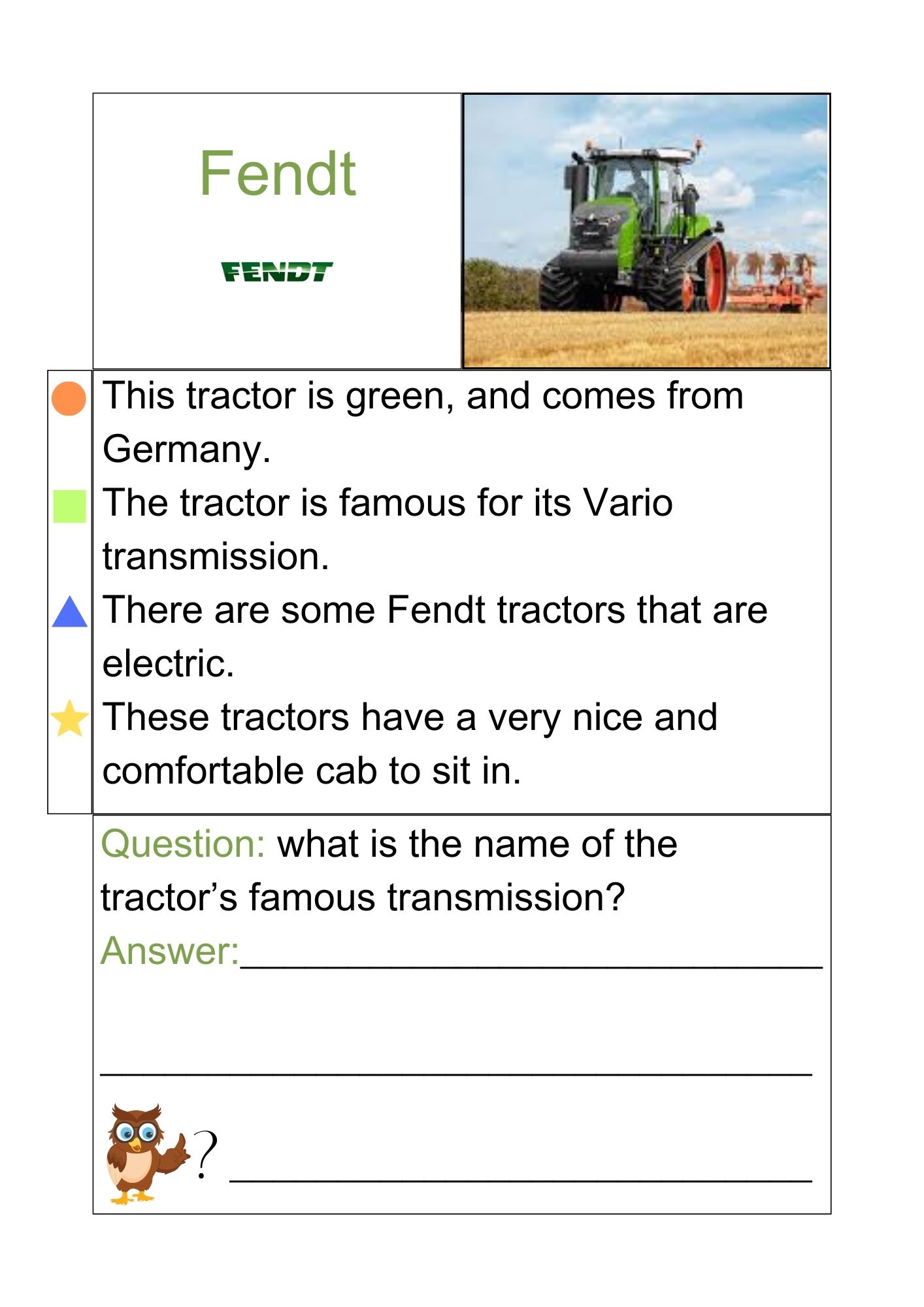 Read & answer 1- short text assignements - tractor & equipment - Bilde 3