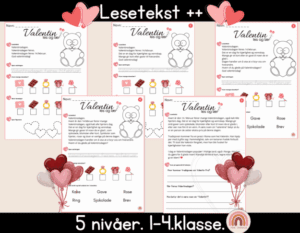 ❤️Lesetekst om valentin, 5 nivå ++ ❤️