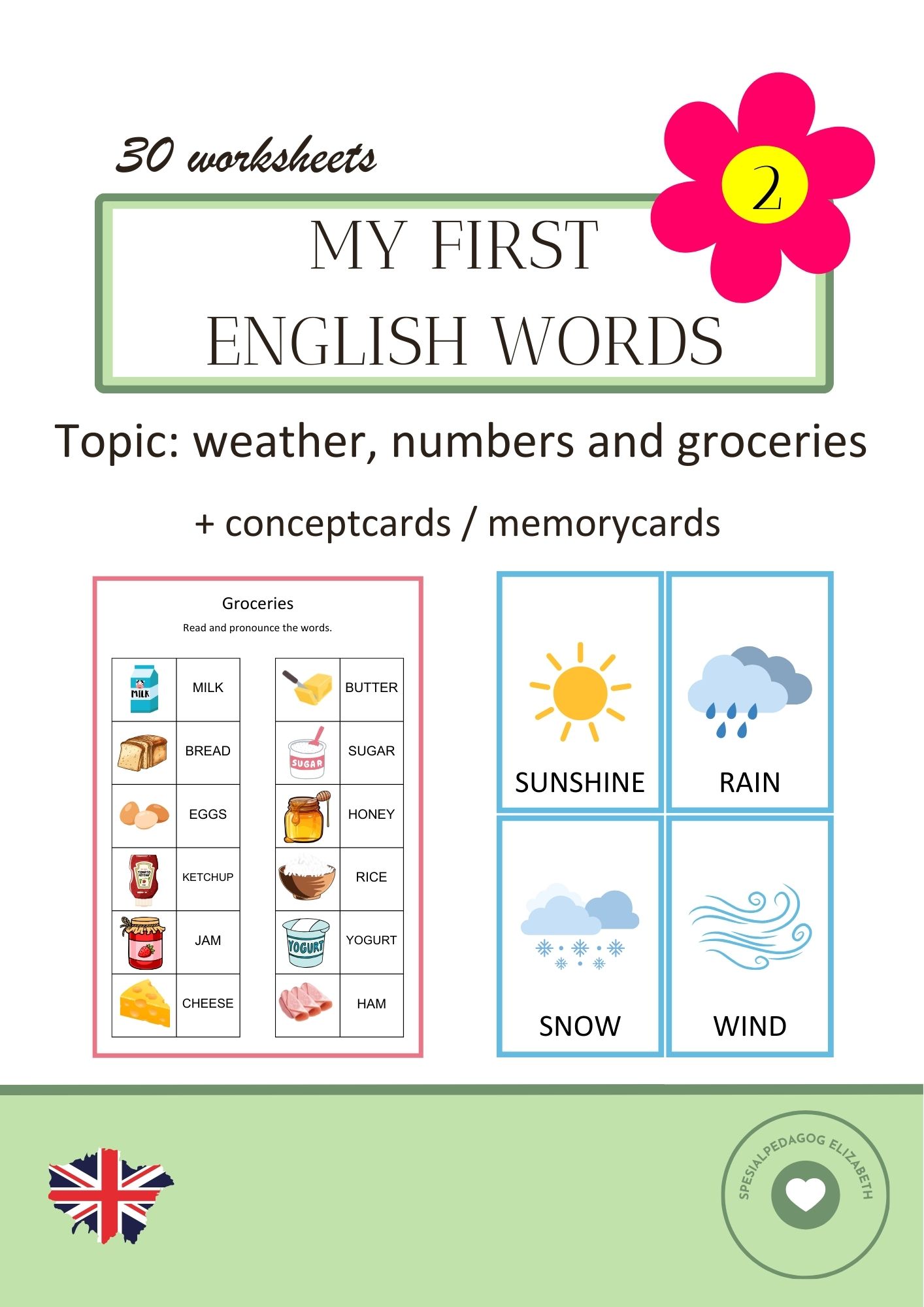 My first english words 2, weather, numbers & groceries