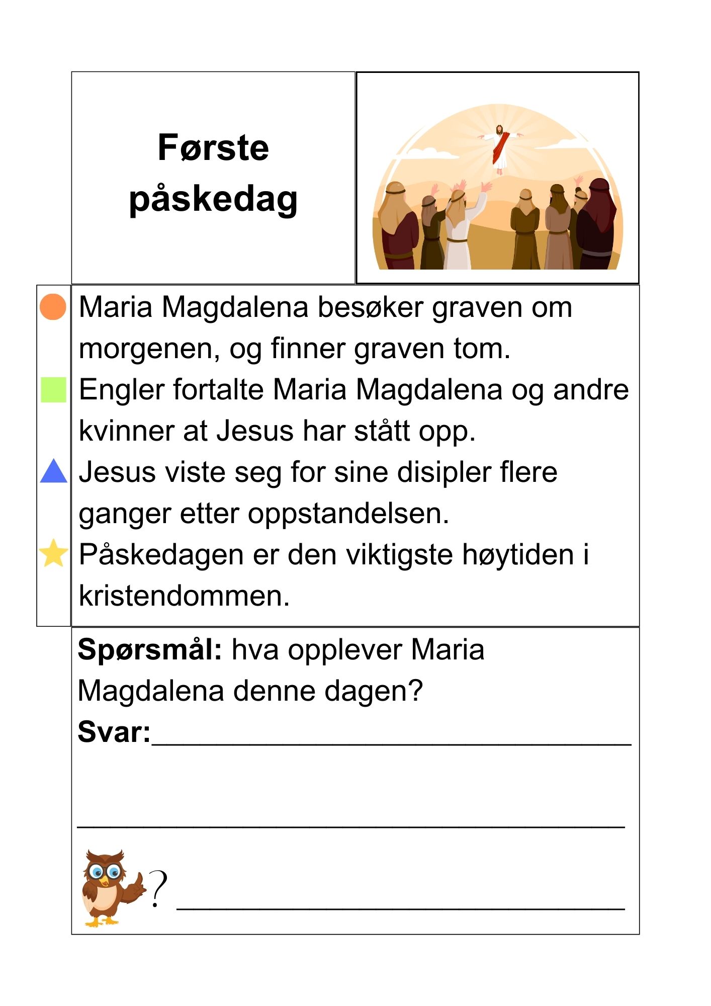 Påskeevangeliet i små tekstoppgaver + påskeoppgaver og aktiviteter - Bilde 9