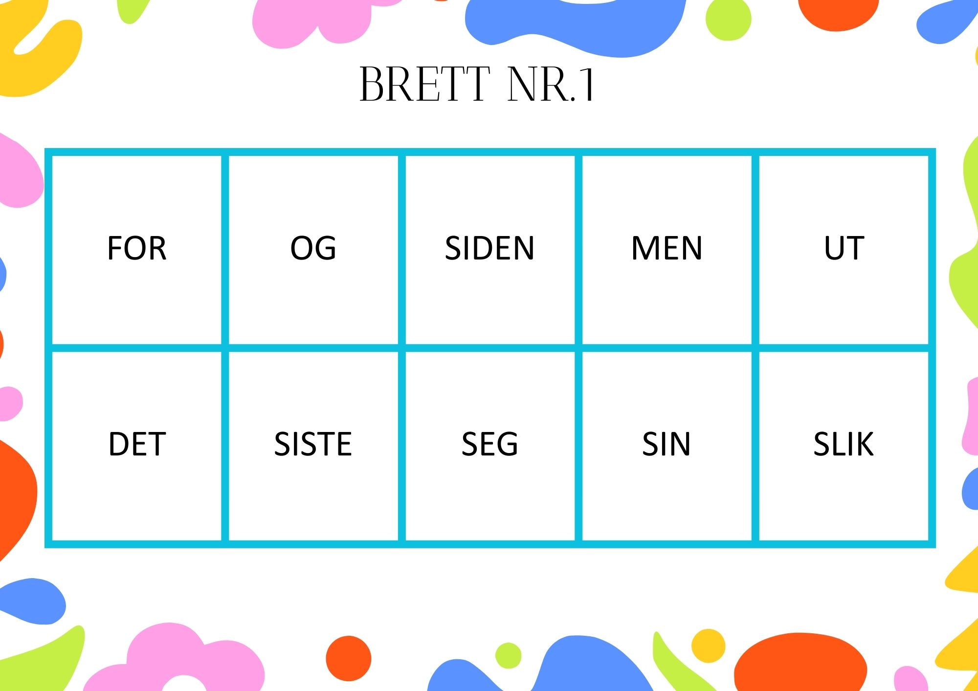 Høyfrekvente ord - lotto - store bokstaver - Bilde 2