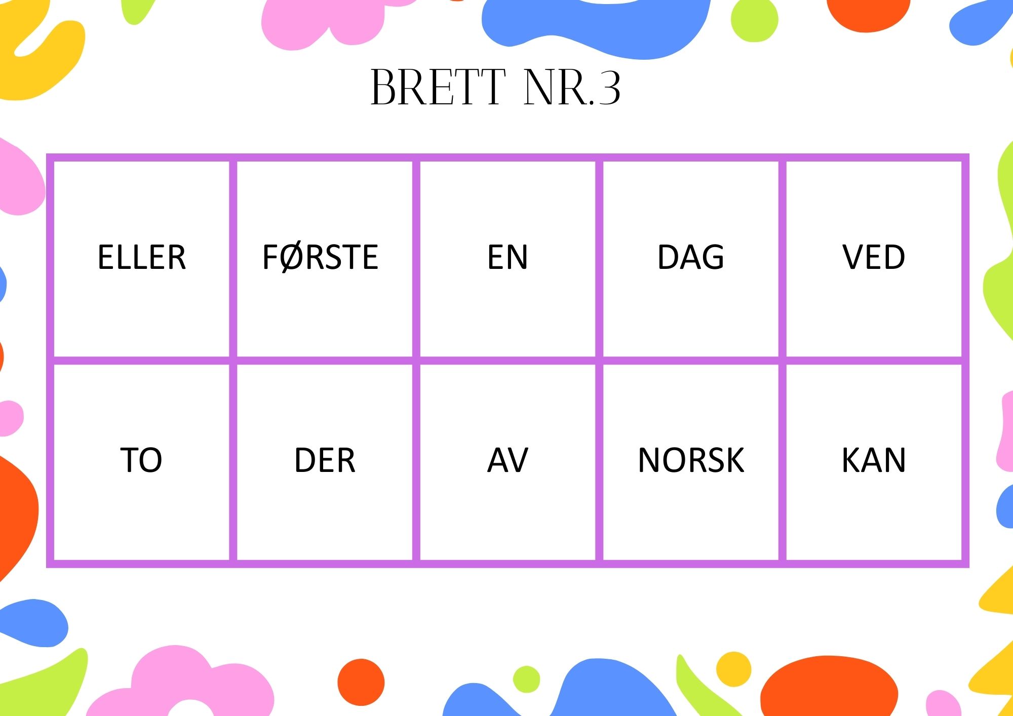 Høyfrekvente ord - lotto - store bokstaver - Bilde 4