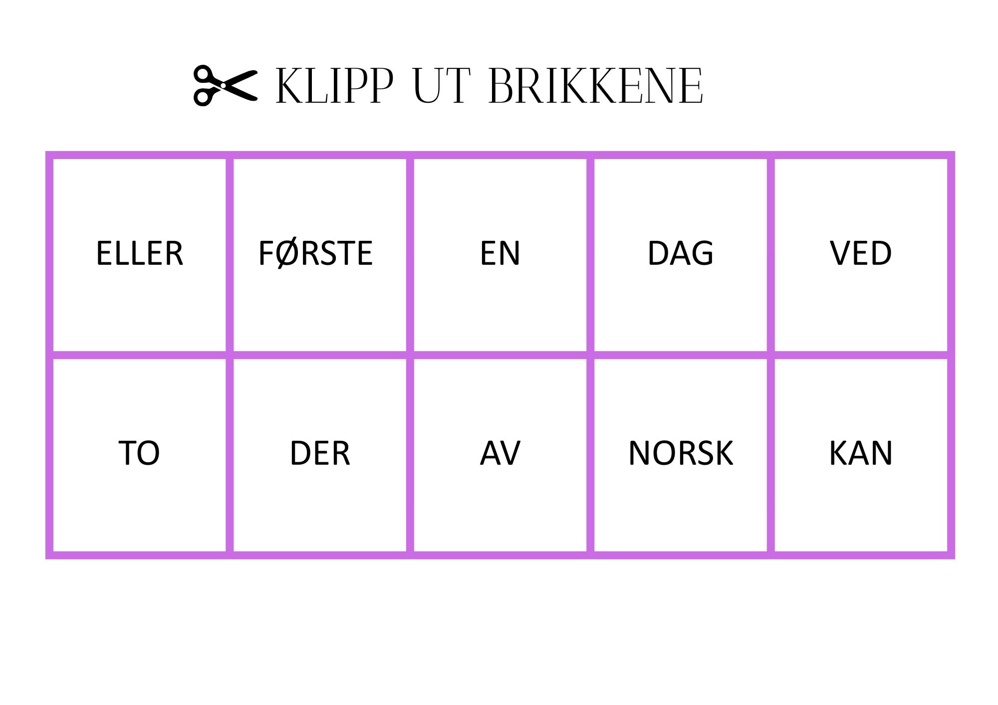 Høyfrekvente ord - lotto - store bokstaver - Bilde 5
