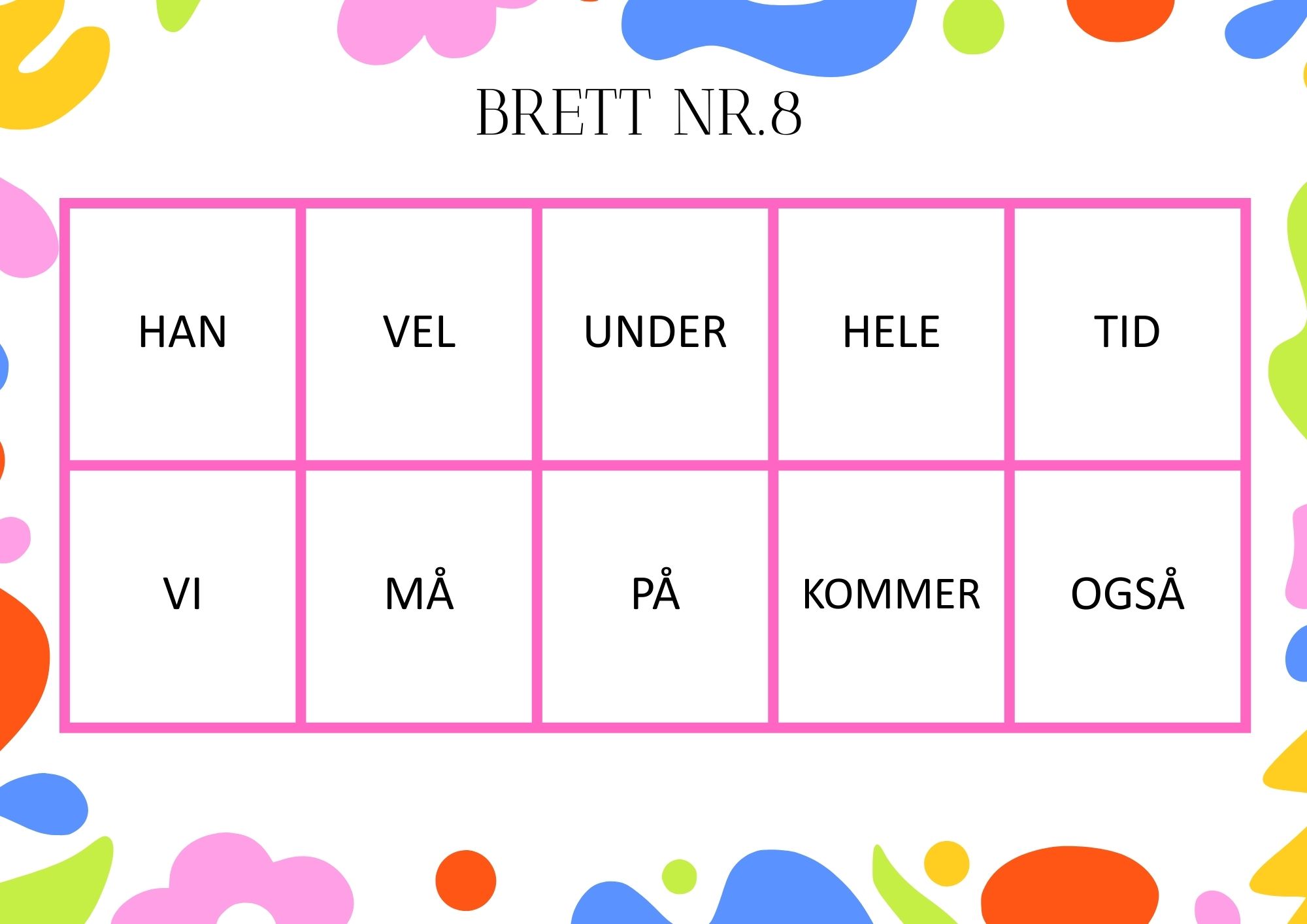 Høyfrekvente ord - lotto - store bokstaver - Bilde 6