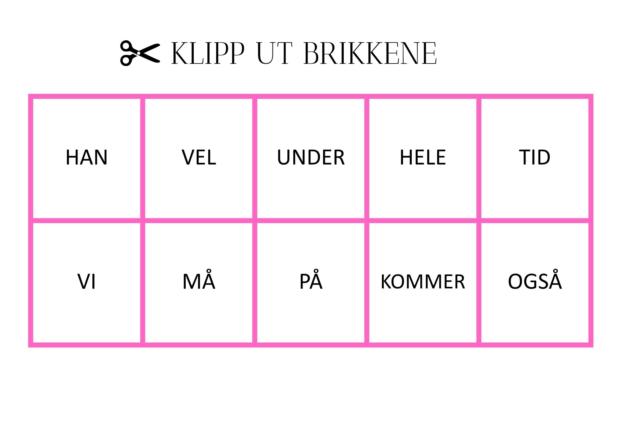 Høyfrekvente ord - lotto - store bokstaver - Bilde 7