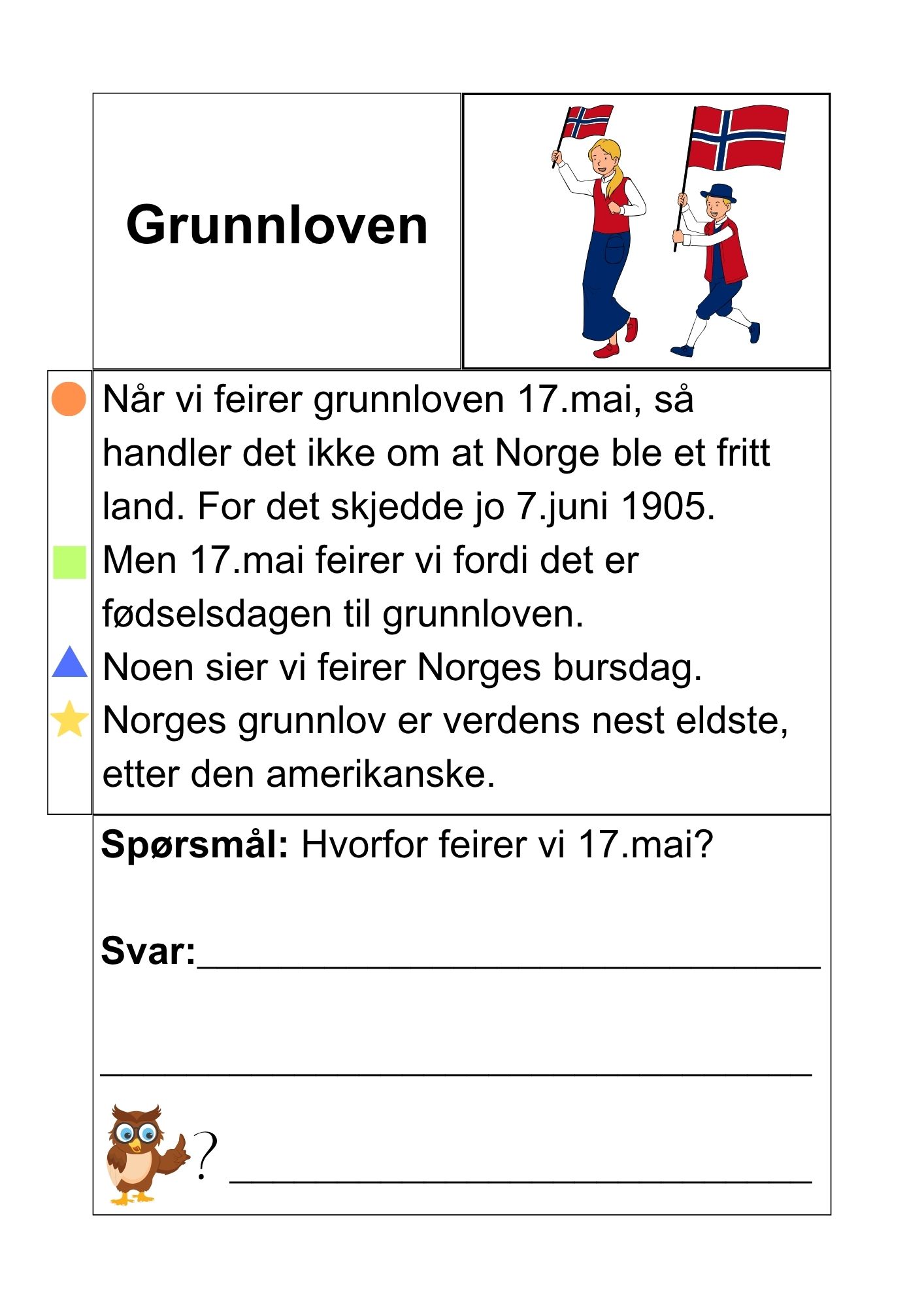 Les og svar - små tekstoppgaver 6 - 17.mai fra grunnloven til russetog - Bilde 6