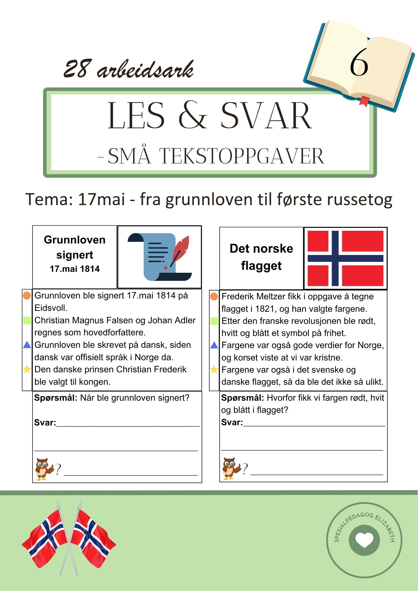 Les og svar - små tekstoppgaver 6 - 17.mai fra grunnloven til russetog