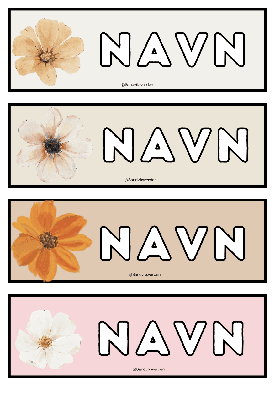 Navnelapper Blomster