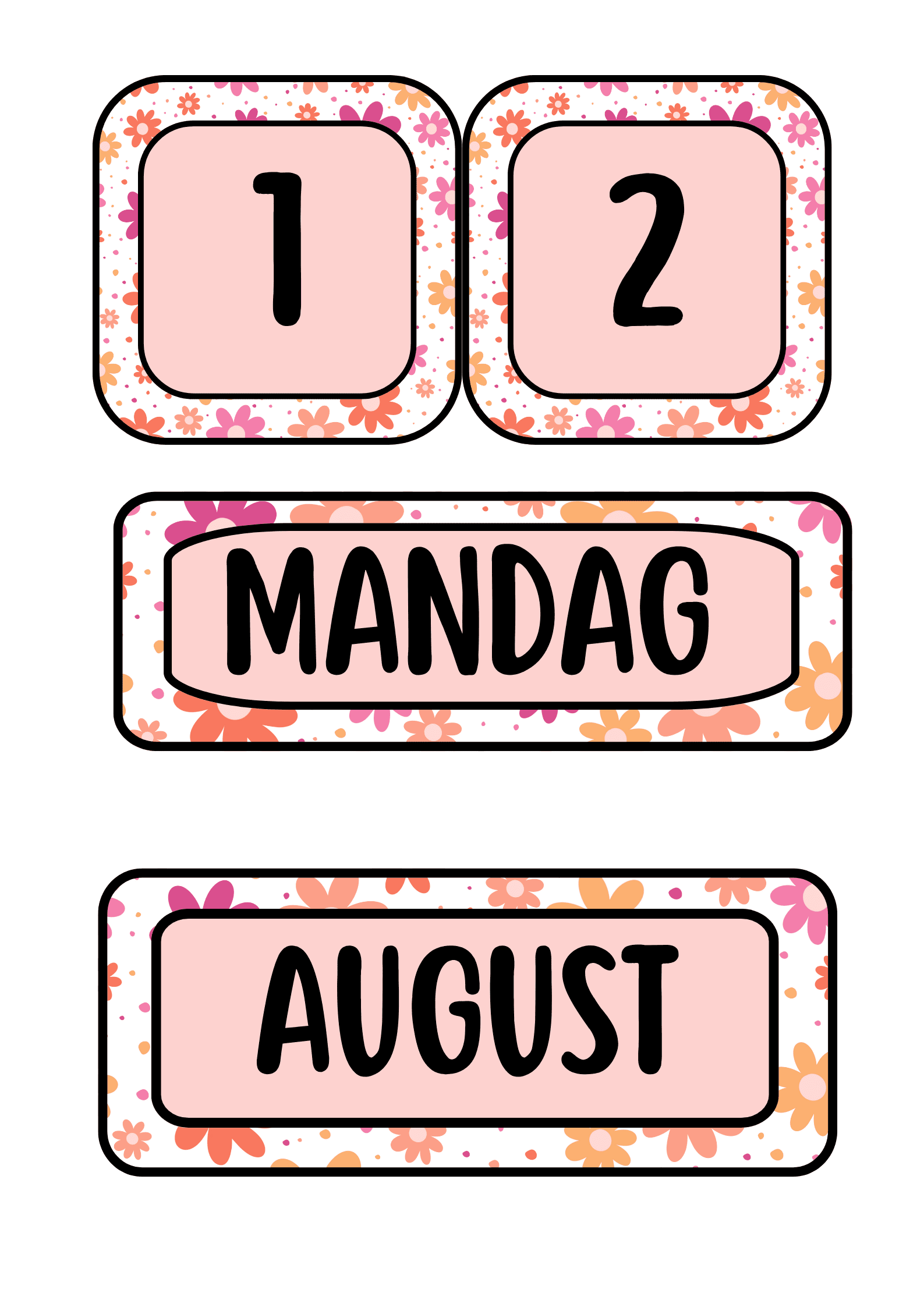 Vegg timeplan (rosa tema)