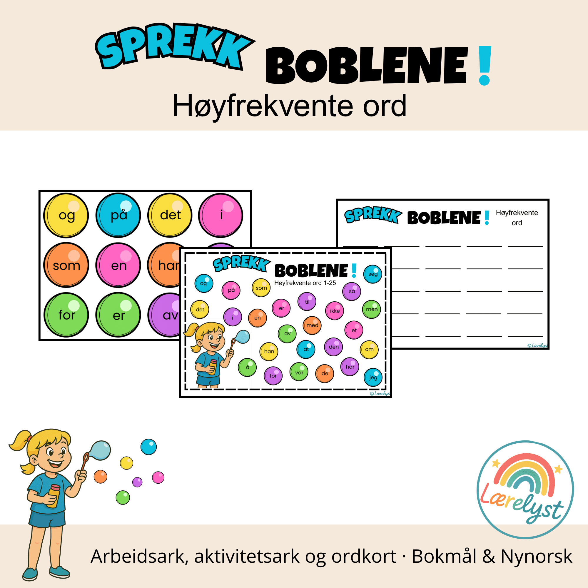 Sprekk boblene! Høyfrekvente ord