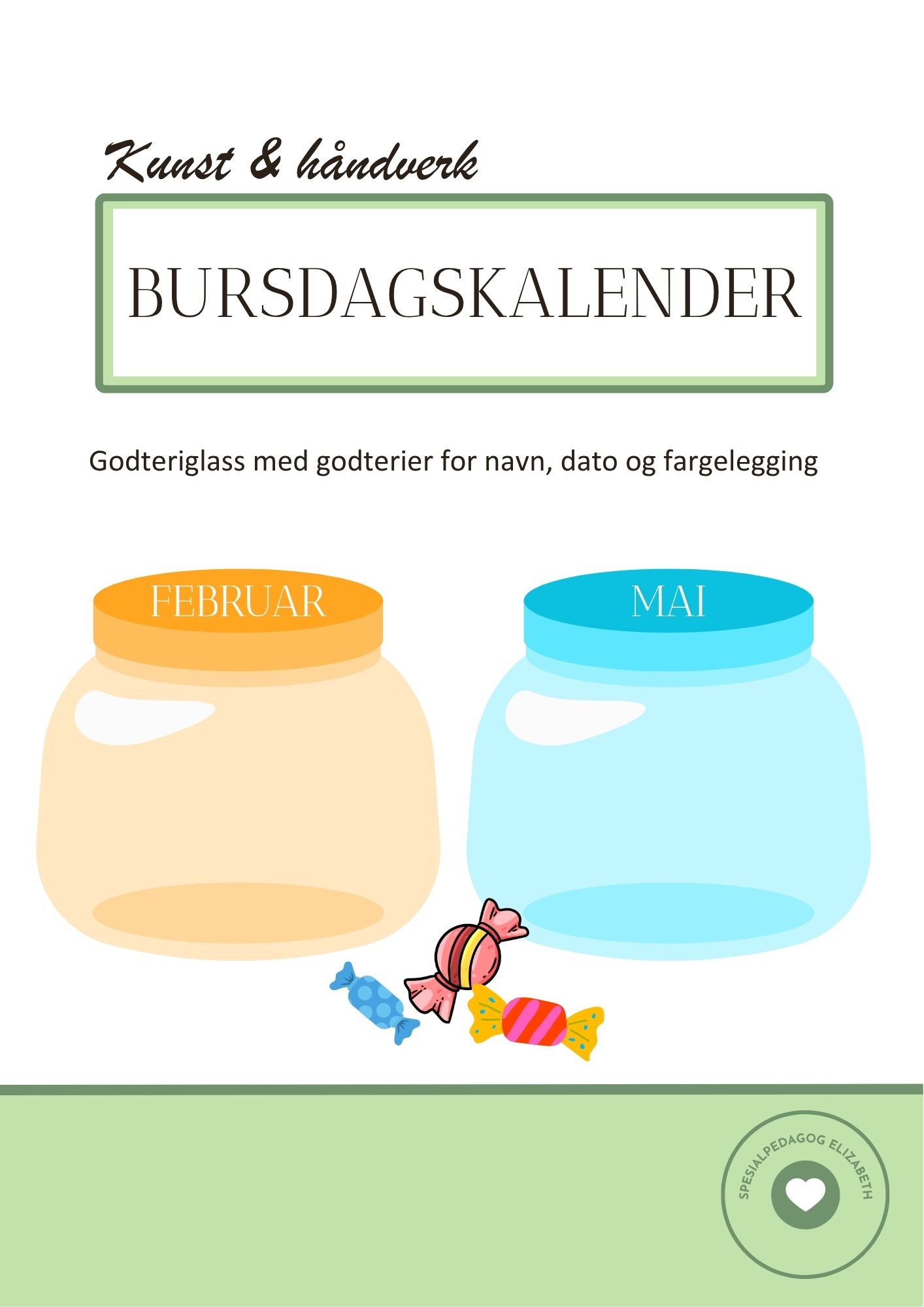 Bursdagskalender - godteriglass med godteri